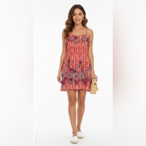 Front Ruffle Xhilaration Coral Pattern Dress